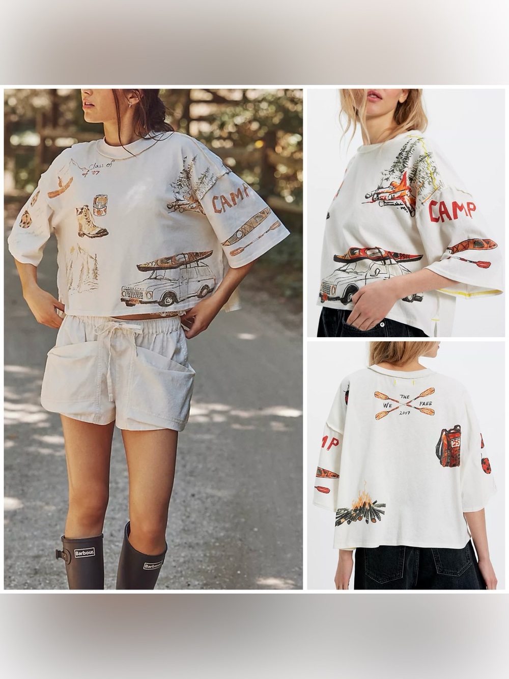 NWT Free People We the Free Mountain View Graphic Tee - Ivory Combo - Medium